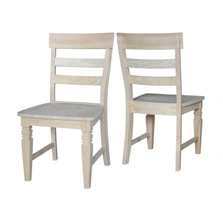International Concepts Set of 2 Java Chairs with Solid Wood Seats, Unfinished C-19P